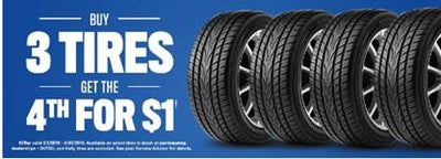 Its Back! Buy 3 tires and get 1 for a $1.00!