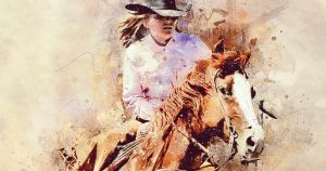 woman riding a horse 