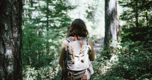 Woman with a backpack, hiking in the woods | Bob Ruwart Motors