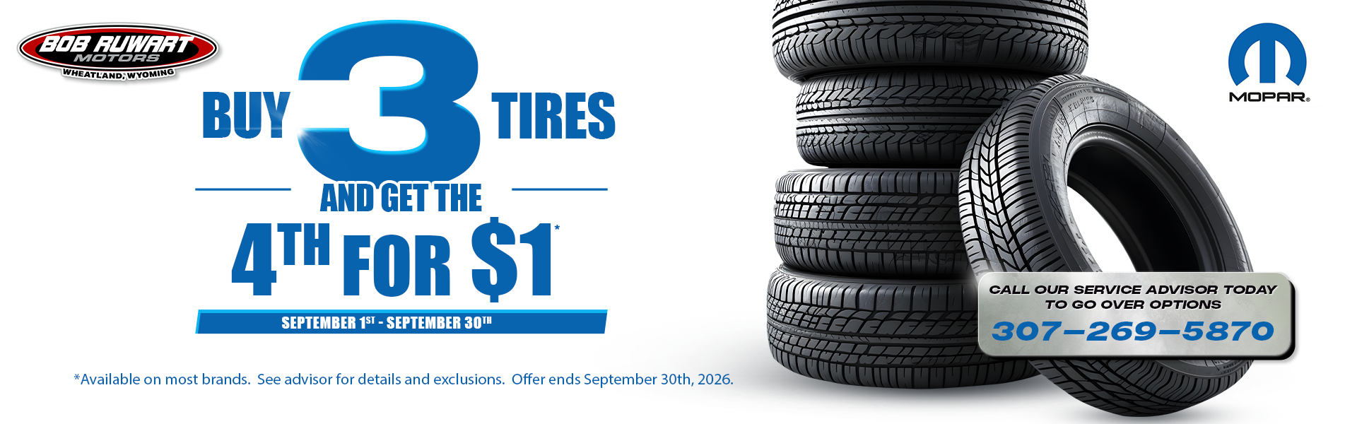 Buy 3 Tires get the 4th for $1